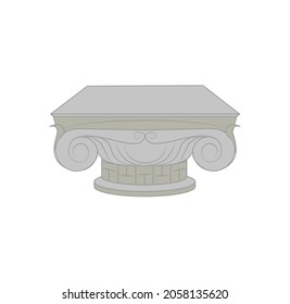 Icono vectorial de contorno de columna antigua. Icono de columna de la línea delgada negra antigua, ilustración de elemento simple vector plano del concepto de museo editable golpe aislado en fondo blanco