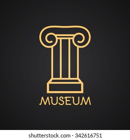 Antique Column Pillar. Museum Icon. Vector illustration