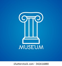 Antique Column Pillar. Museum Icon. Vector illustration
