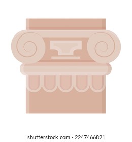 Antique column vector illustration. Greek or Roman stone pillar, Corinthian or Ionic orders on white background. Architecture, history, ancient Greece concept