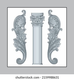 Antique column vector Set of classic columns in different styles. Vector graphics