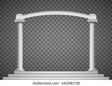 Antique columns with an arch. Isolated on transparent background. Vector illustration.
