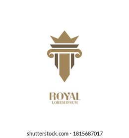 Antique columns on white background. Vector logo design for law offices and museums.