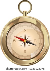 Antique compass on white background. Vector image