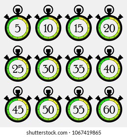 Antique Countdown. Pocket Analog timer icons set, vector illustration, Old Clock picture, watch icon. Countdown. Analog timer icons set, vector illustration, Clock picture, watch icon