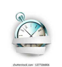 Antique Countdown vector icon band. Pocket Analog timer icons set, vector illustration, Old Clock picture banner, watch icon in stripe