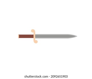 Daga antigua, cuchillo de guerrero, soldado o pirata. Ilustración vectorial, icono en estilo plano.
