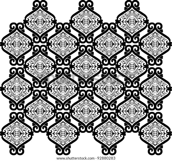 antique damask\
floral background black and\
white