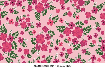 Antique dark pink flower, isolated on bright pink background.