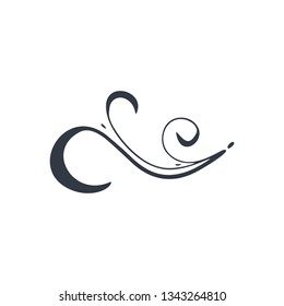 Antique decorative element, scroll element, page divider. Ornament. Vector illustration on white background