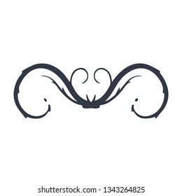 Antique decorative element, scroll element, page divider. Ornament. Vector illustration on white background