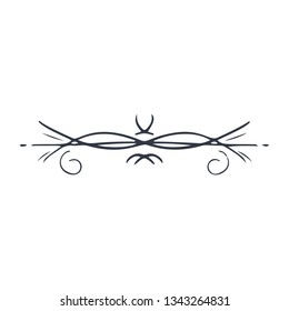 Antique decorative element, scroll element, page divider. Ornament. Vector illustration on white background