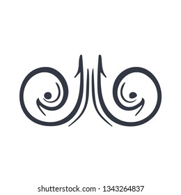 Antique decorative element, scroll element, page divider. Ornament. Vector illustration on white background