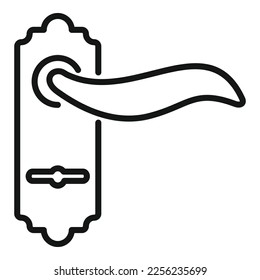 Antique door handle icon outline vector. Knob lock. Metal front