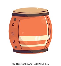 Antique drum, handcrafted percussion instruments icon isolated