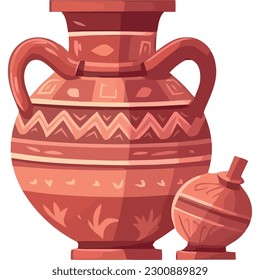 Antique earthenware pottery over white