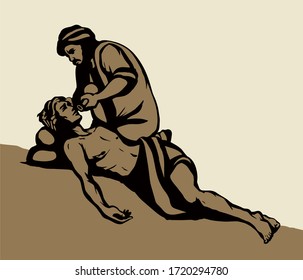 Antique east arab saint human relief dead path way road white sky. Line black hand drawn adult ill beat social poor strip sick icon picture. Retro holy biblic lord god Christ gospel vector art sketch