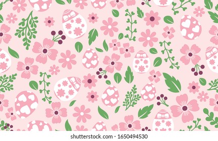 Antique Easter egg pattern background design, with leaf and floral design.