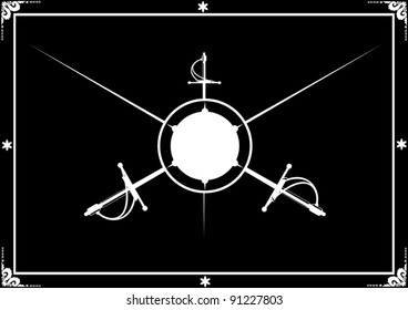 Antique edged weapons. Black and white illustration.