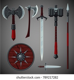 Antique edged weapons collection. Game design set.