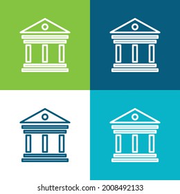 Antique Elegant Building With Columns Flat four color minimal icon set