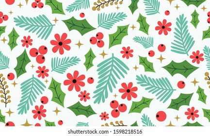 Antique and elegant template for Christmas, with leaf flower background.