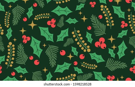 Antique and elegant template for Christmas, with leaf flower background.