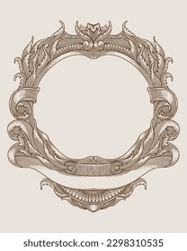 antique engraving frame, vector vintage illustration
