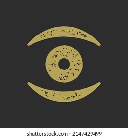 Antique esoteric minimalistic all seeing eye with eyeball grunge texture vector illustration. Optical contemplation symbol of occultism, magic, mythic power, sacred providence, spiritual, wisdom