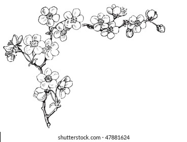 antique floral corner engraving, scalable and editable vector illustration