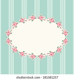 Antique floral frame with roses in shabby chic style 