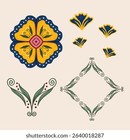 Antique Floral Handdrawing Texture With Corner For Decoration Clip Art