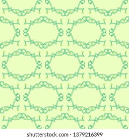 Antique floral pattern in green tones on the pale background, seamless vector as a fabric texture