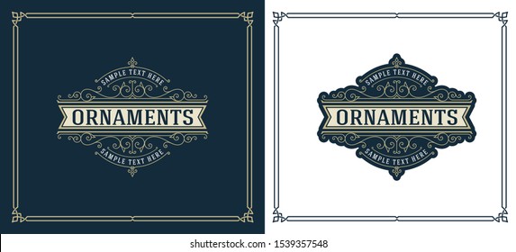 Antique Flourishes Frame Banner Label. Vector illustration