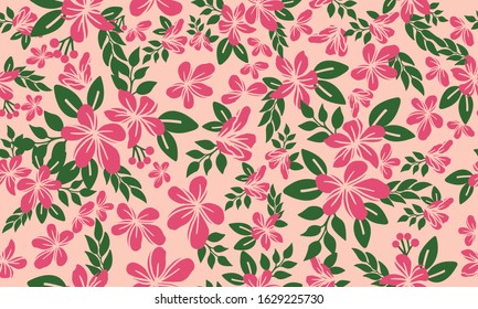 Antique flower pattern background for valentine, with leaf and floral seamless design.
