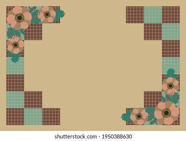 Antike Blumen, Checker 
 brauner Hintergrund