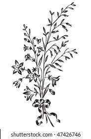 antique flowers engraving, scalable and editable vector illustration
