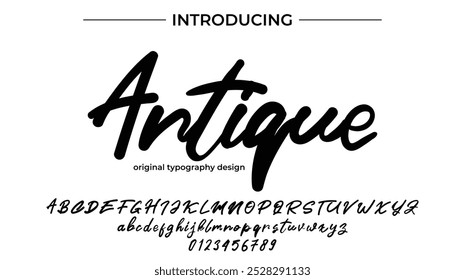Antique Font Stylish brush painted an uppercase vector letters, alphabet, typeface