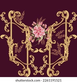 antiker Rahmen mit abstrakten Blumen