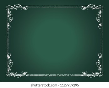 Antique frame of broken lines, as drawn with chalk, blackboard