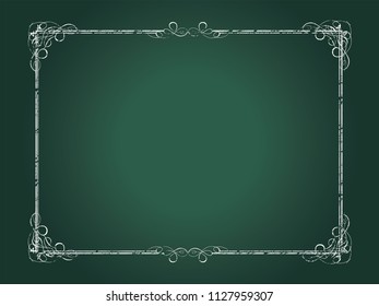 Antique frame of broken lines, as drawn with chalk, blackboard