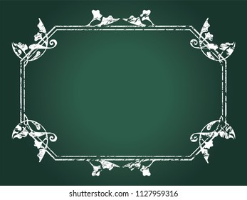 Antique frame of broken lines, as drawn with chalk, blackboard