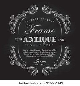 Antique frame chalkboard hand drawn vintage label banner vector illustration