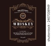 Antique frame design whiskey label vintage border vector