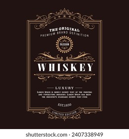 Antique frame design whiskey label vintage border vector