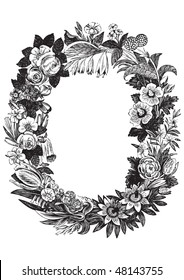 antique frame engraving, scalable and editable vector illustration