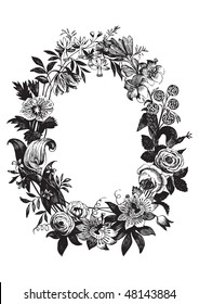 Antique Frame Engraving, Scalable And Editable Vector Illustration