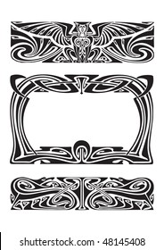 antique frame engraving, scalable and editable vector illustration