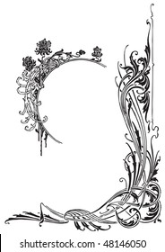 antique frame engraving, scalable and editable vector illustration