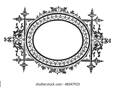 antique frame engraving, scalable and editable vector illustration